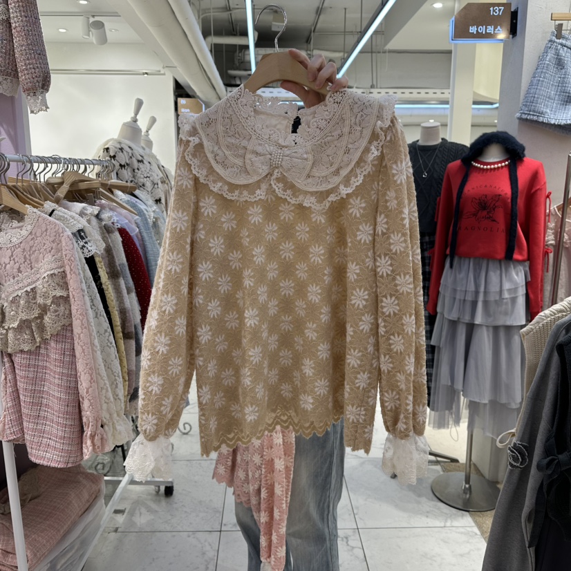 MS東大門㊣直郵女士新款職業推薦熱賣25秋冬人氣襯衫蕾絲衫MS襯衫/蕾絲衫圖色2