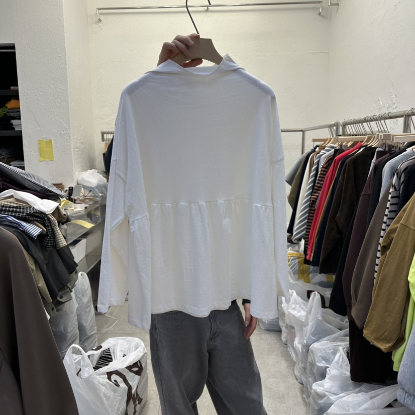 DA YLOG韓國直郵㊣女士新品25秋冬職業時尚休閑長袖T恤褶皺DA YLOG長袖T恤圖色1