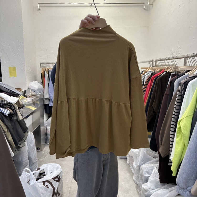 DA YLOG韓國直郵㊣女士新品25秋冬職業時尚休閑長袖T恤褶皺DA YLOG長袖T恤圖色2