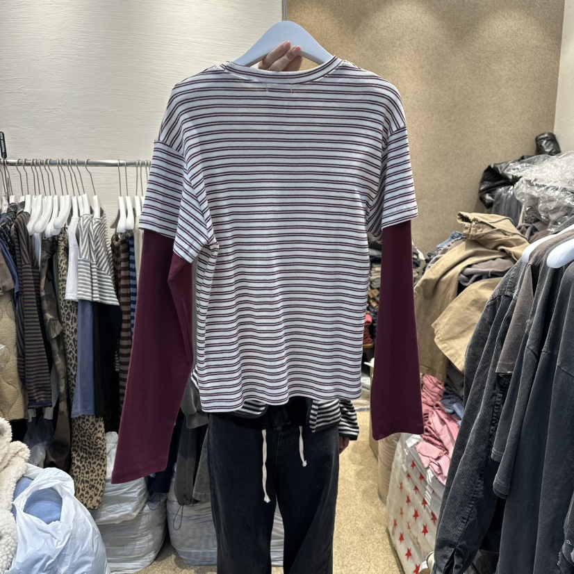 HEIL韓國直郵㊣女士新款真品職業熱賣時尚推薦長袖T恤假兩件HEIL長袖T恤