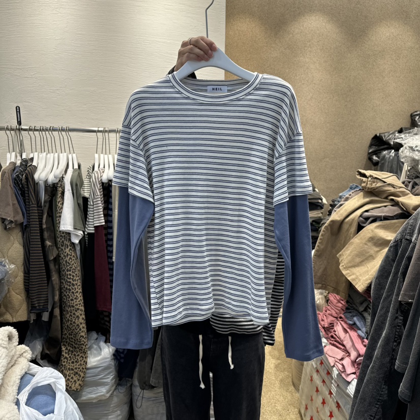 HEIL韓國直郵㊣女士新款真品職業熱賣時尚推薦長袖T恤假兩件HEIL長袖T恤圖色1