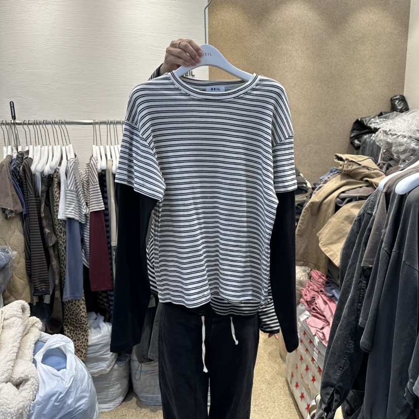 HEIL韓國直郵㊣女士新款真品職業熱賣時尚推薦長袖T恤假兩件HEIL長袖T恤圖色2
