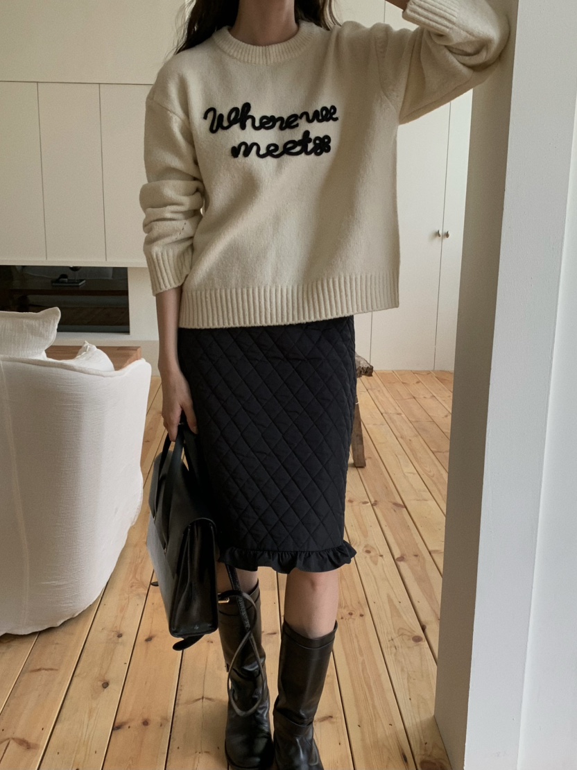 ANOU東大門㊣代購女士新品熱賣25秋冬人氣半身裙中短裙絎縫ANOU半身裙/中短裙