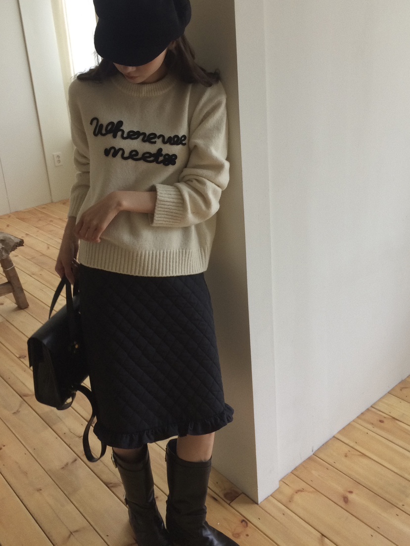 ANOU東大門㊣代購女士新品熱賣25秋冬人氣半身裙中短裙絎縫ANOU半身裙/中短裙