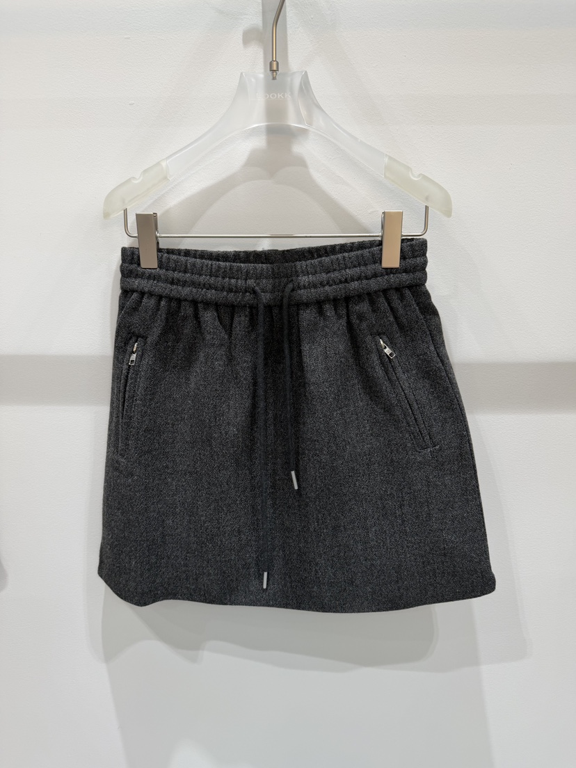 LOOKK韓國直郵㊣女士新款熱賣職業真品25秋冬休閑時尚短裙拉鏈LOOKK短裙圖色2墨色