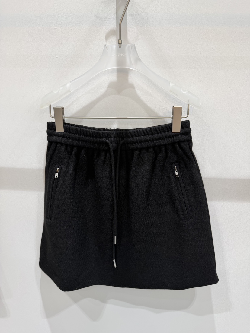 LOOKK韓國直郵㊣女士新款熱賣職業真品25秋冬休閑時尚短裙拉鏈LOOKK短裙圖色3黑色