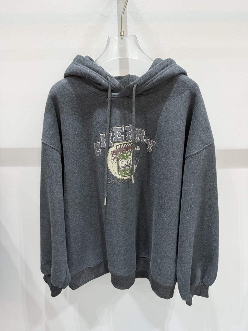 LOOKK韓國代購㊣女士新款休閑真品職業熱賣25秋冬衛衣兜帽加絨LOOKK衛衣圖色2