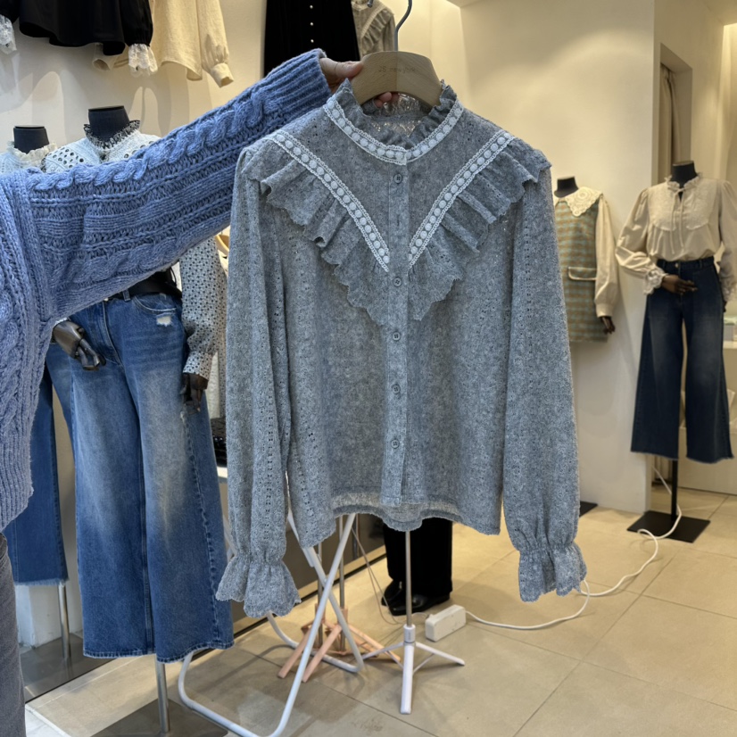 2nd B-S東大門㊣直郵女士新款人氣休閑推薦熱賣針織衫蕾絲花2nd B-S針織衫圖色2