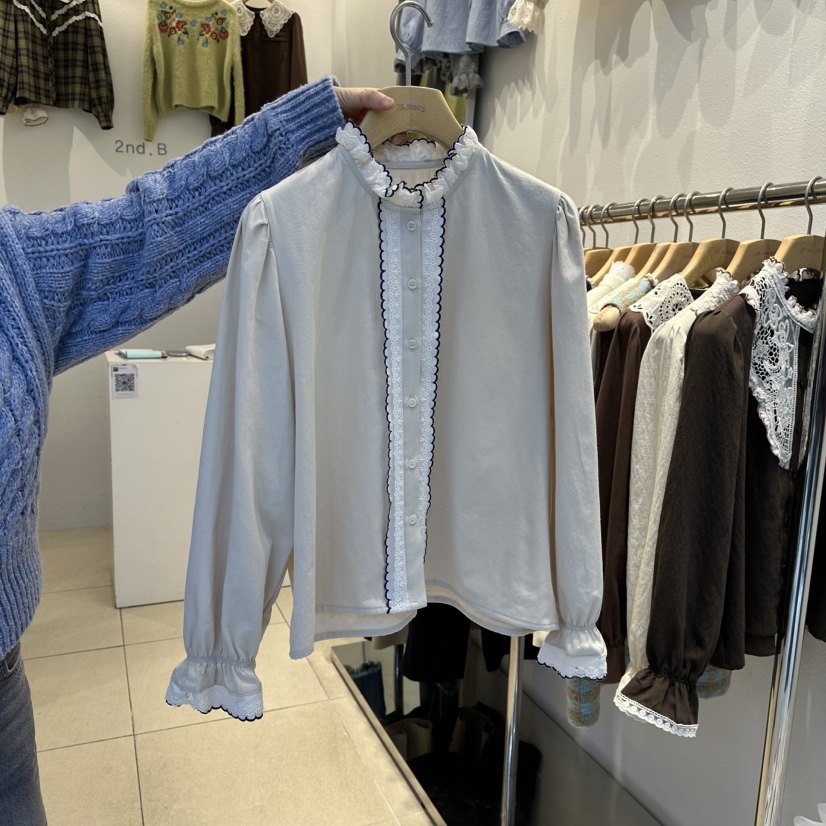 2nd B-S東大門㊣代購女裝新款真品熱賣時尚襯衫蕾絲衫蕾絲2nd B-S襯衫/蕾絲衫圖色1