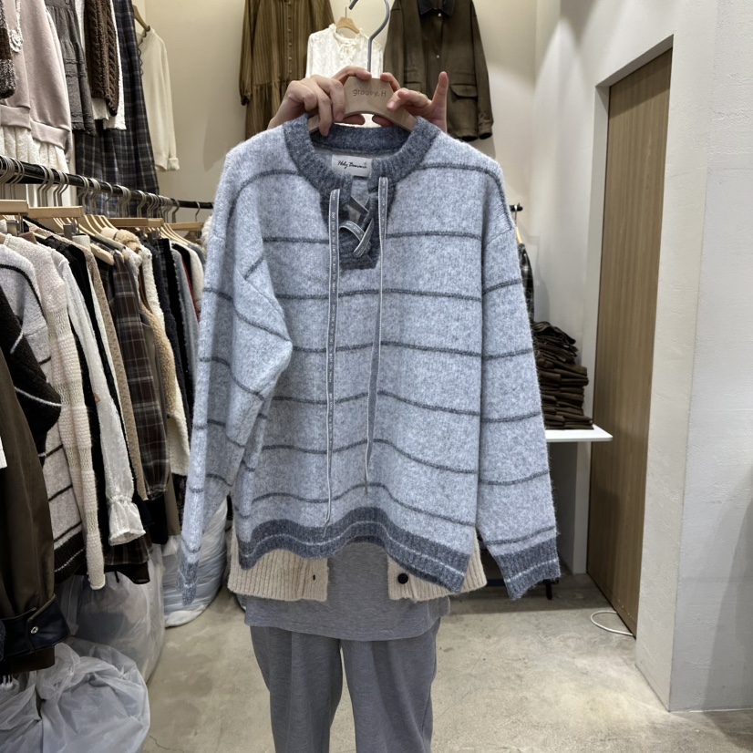 HOLYBANANA韓國直郵㊣女裝新品推薦真品25秋冬職業時尚針織衫groovy.H/HOLYBANANA針織衫圖色1