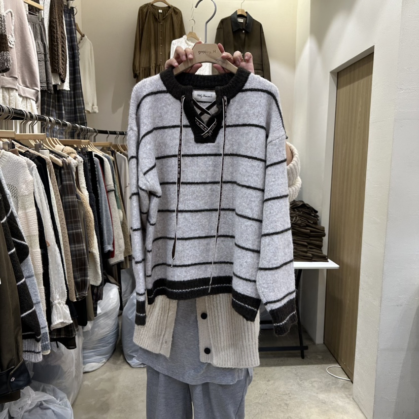 HOLYBANANA韓國直郵㊣女裝新品推薦真品25秋冬職業時尚針織衫groovy.H/HOLYBANANA針織衫圖色3