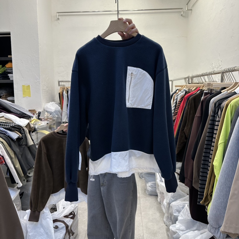 DA YLOG東大門㊣代購女裝新品人氣25秋冬休閑衛衣假兩件羊毛DA YLOG衛衣圖色1