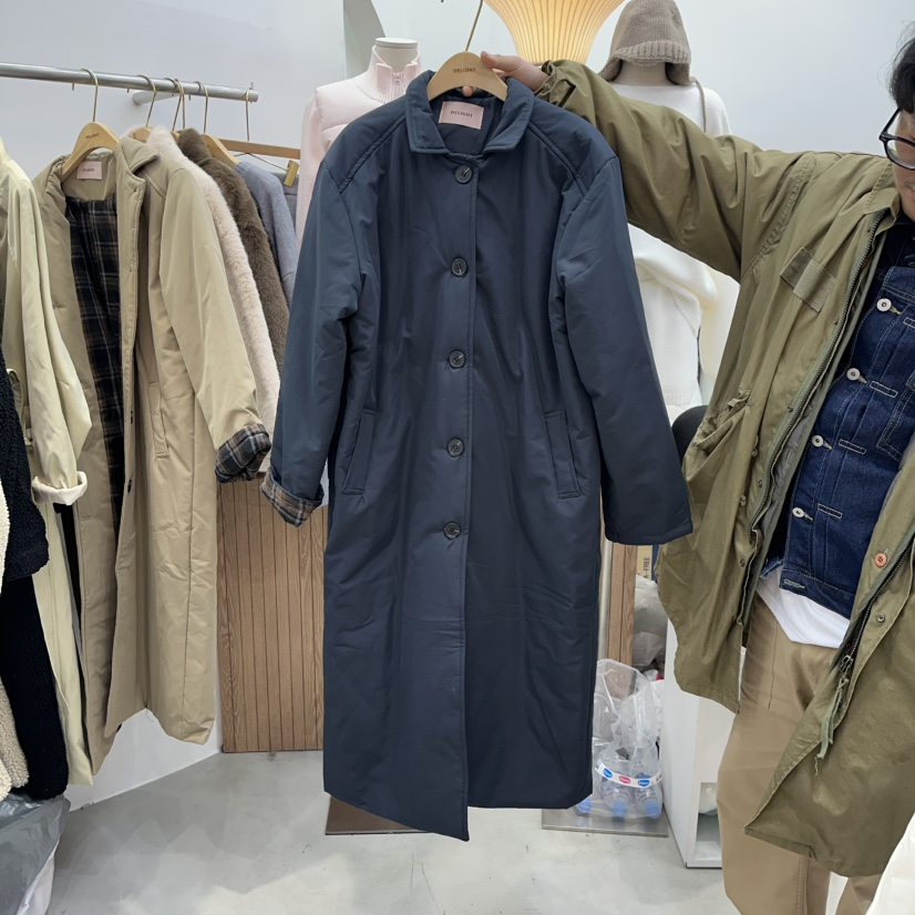 DELIGHT-Q韓國直郵㊣女裝新款時尚推薦休閑25秋冬長款風衣棉DELIGHT-Q長款風衣圖色2