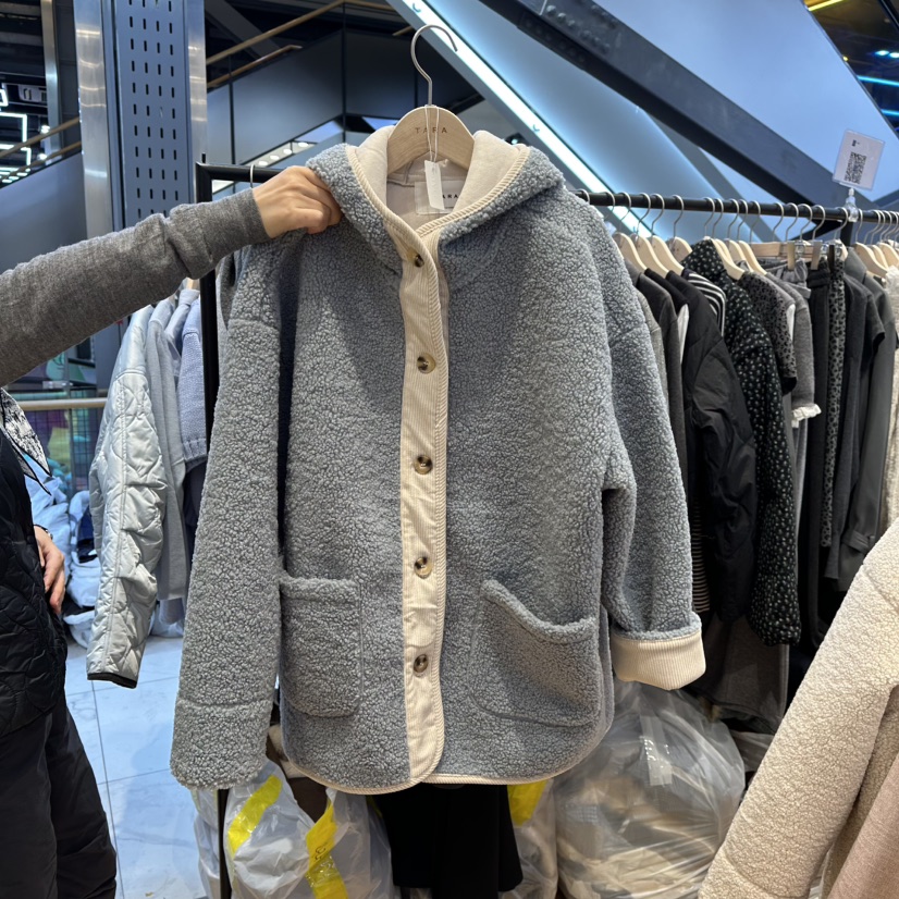 TARA東大門㊣代購女裝新品職業真品25秋冬時尚夾克連帽衫抓絨TARA夾克圖色2