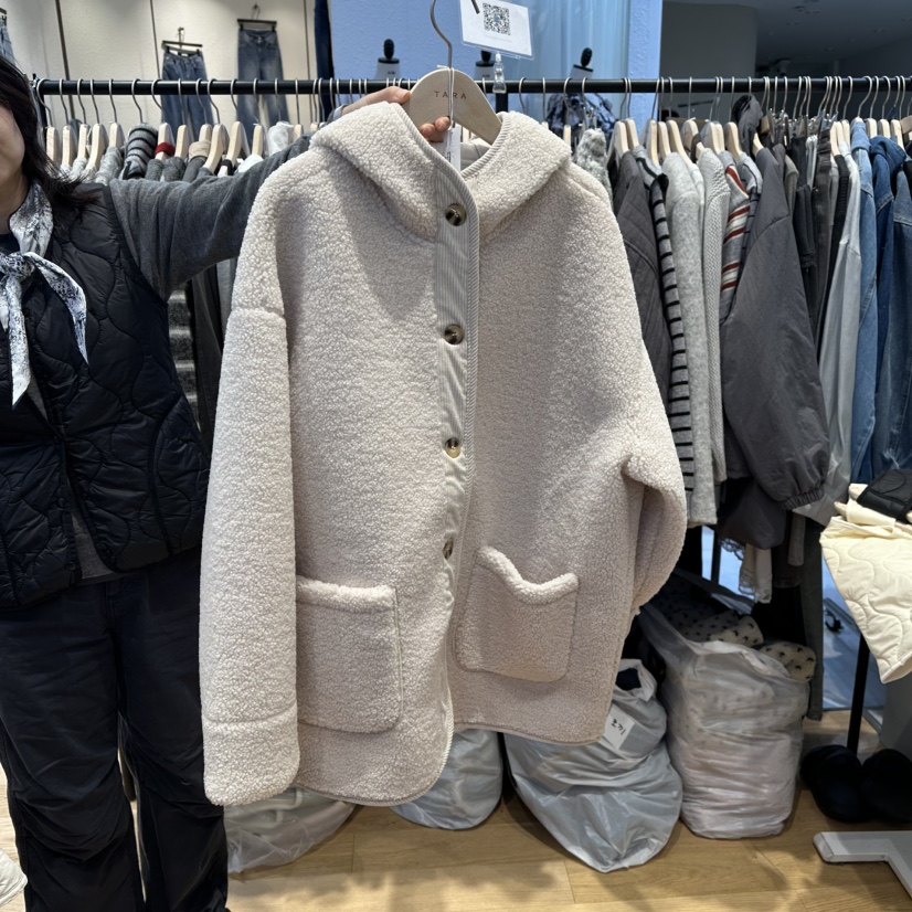 TARA東大門㊣代購女裝新品職業真品25秋冬時尚夾克連帽衫抓絨TARA夾克圖色3