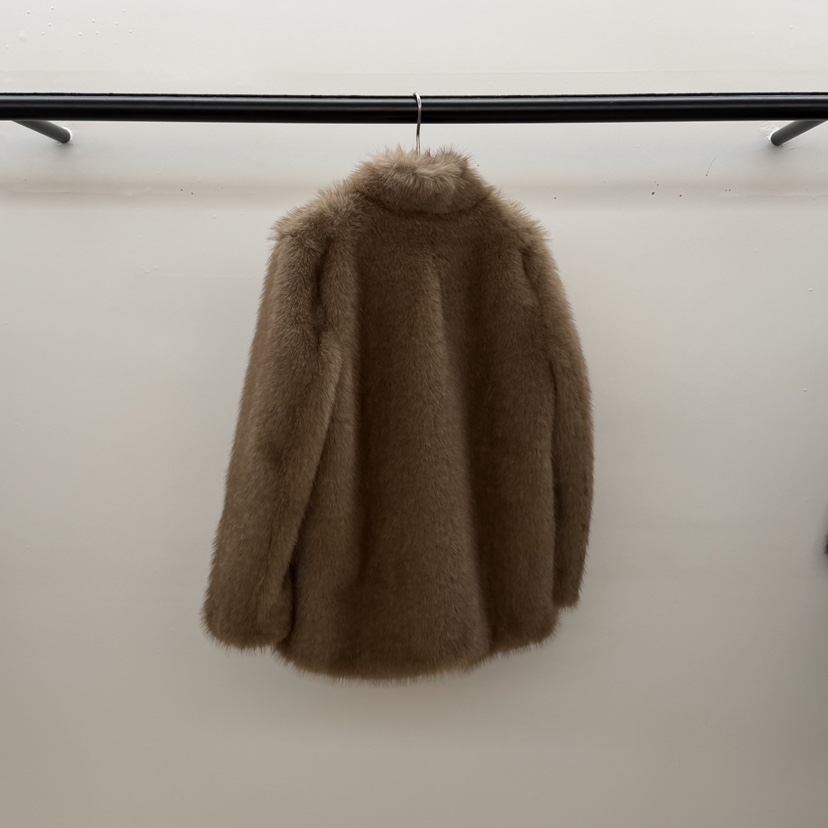 ID韓國代購㊣女士新品時尚推薦25秋冬人氣職業短款大衣貂皮ID短款大衣