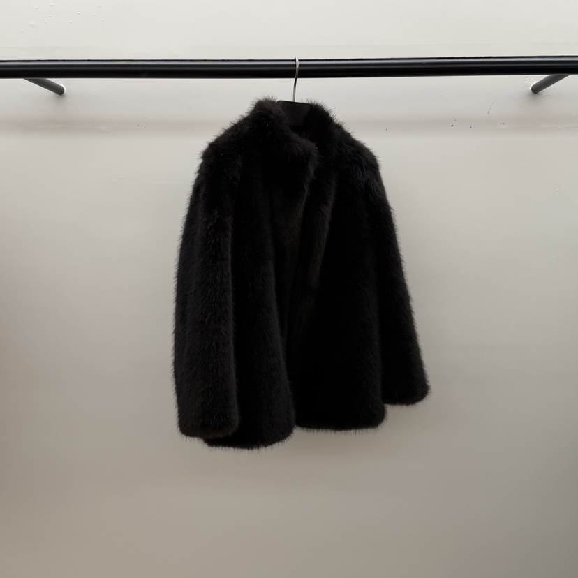 ID韓國代購㊣女士新品時尚推薦25秋冬人氣職業短款大衣貂皮ID短款大衣圖色2