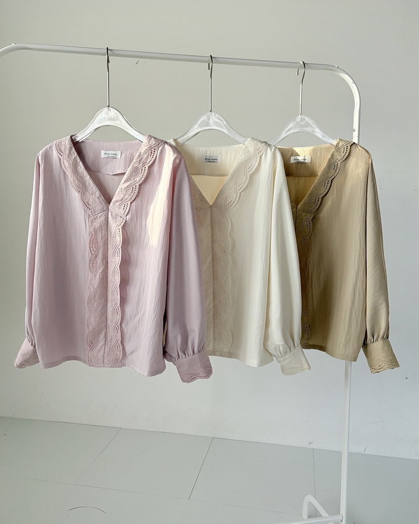 BLUE RIBBON韓國代購㊣女士新品熱賣休閑人氣25秋冬襯衫蕾絲衫BLUE RIBBON襯衫/蕾絲衫