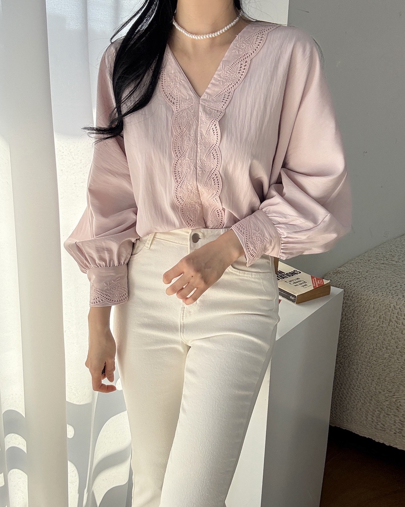 BLUE RIBBON韓國代購㊣女士新品熱賣休閑人氣25秋冬襯衫蕾絲衫BLUE RIBBON襯衫/蕾絲衫