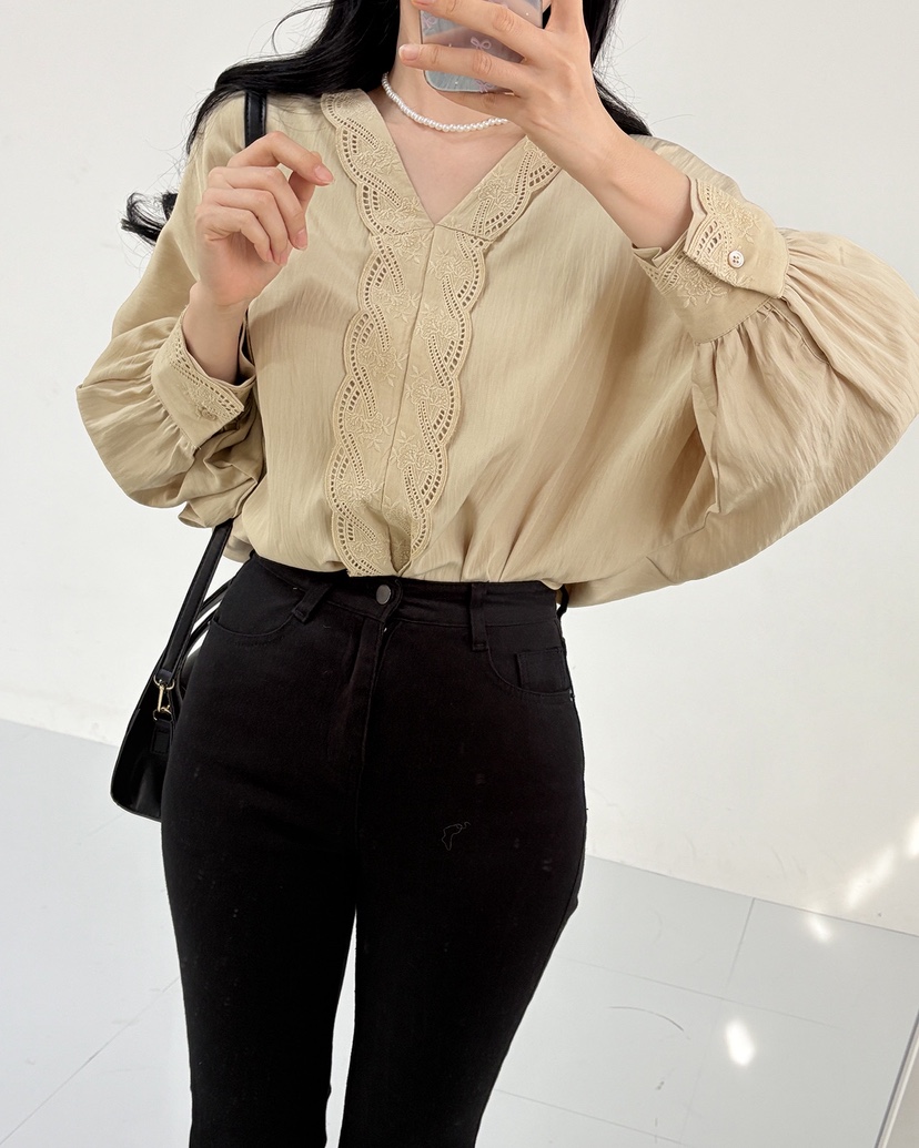 BLUE RIBBON韓國代購㊣女士新品熱賣休閑人氣25秋冬襯衫蕾絲衫BLUE RIBBON襯衫/蕾絲衫