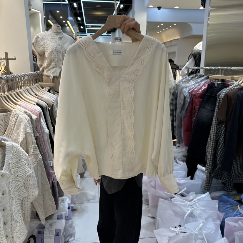 BLUE RIBBON韓國代購㊣女士新品熱賣休閑人氣25秋冬襯衫蕾絲衫BLUE RIBBON襯衫/蕾絲衫圖色1
