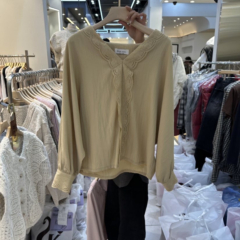 BLUE RIBBON韓國代購㊣女士新品熱賣休閑人氣25秋冬襯衫蕾絲衫BLUE RIBBON襯衫/蕾絲衫圖色2