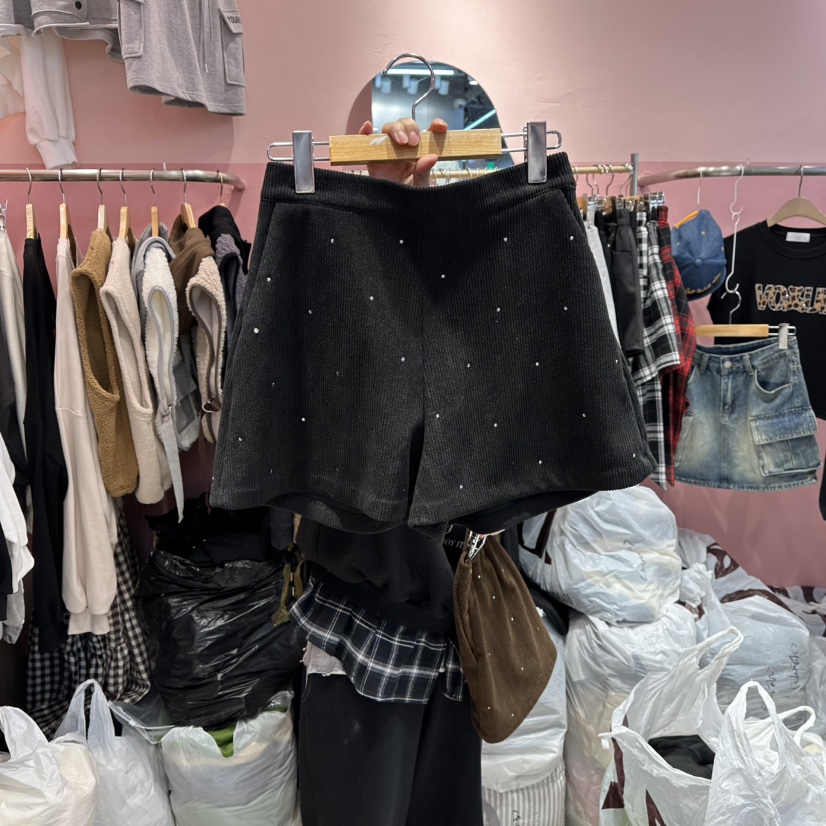 K STORY東大門㊣直郵女裝新品熱賣休閑職業真品短褲燈芯絨K STORY短褲圖色2