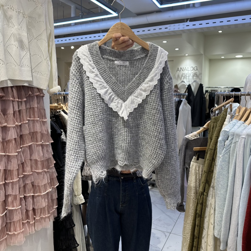 BELITA韓國代購㊣女士新款熱賣人氣時尚25秋冬推薦真品毛衣V領BELITA毛衣圖色2