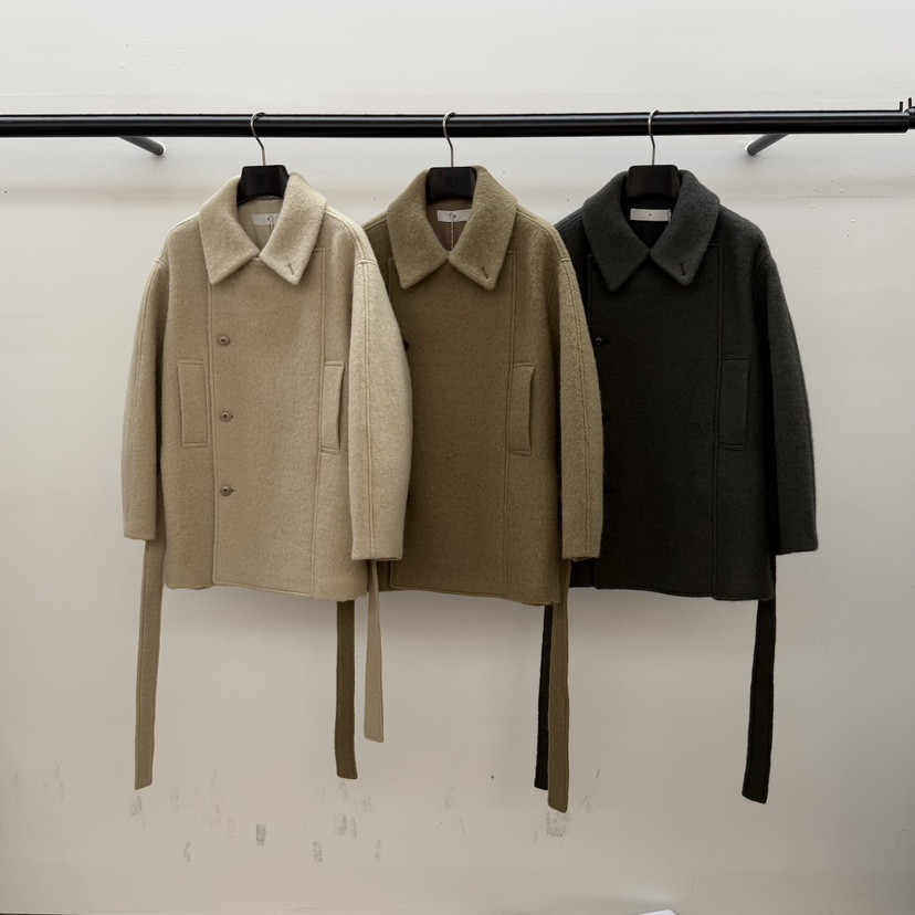 ID韓國直郵㊣女裝新款熱賣真品人氣休閑25秋冬短款大衣含腰帶ID短款大衣