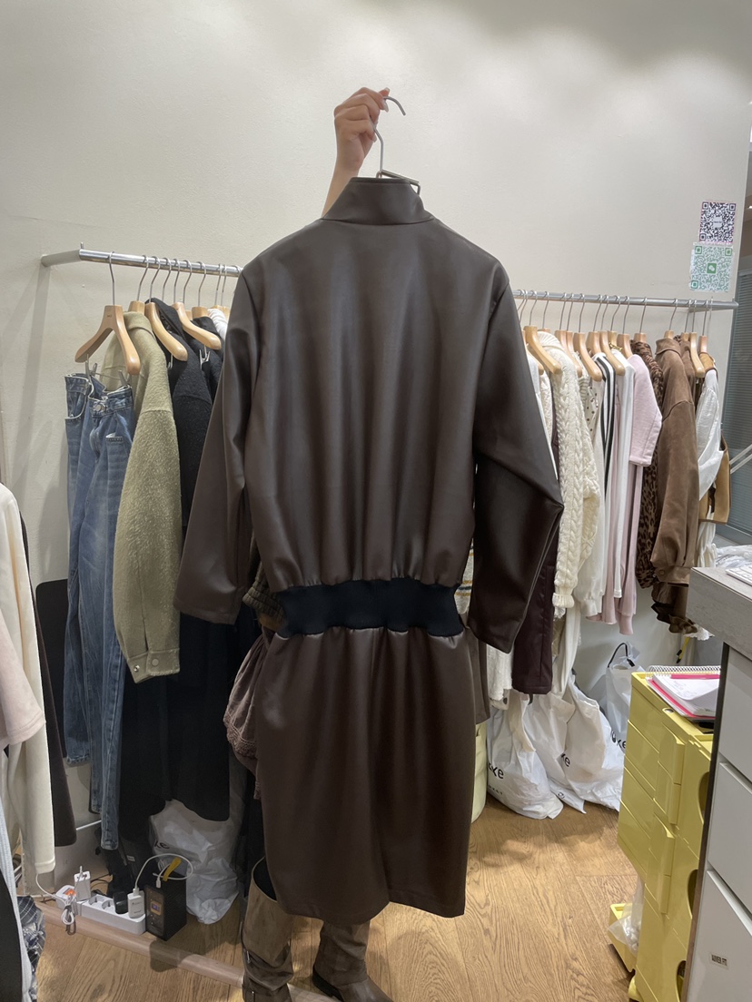 AUVERFIT韓國代購㊣女裝新品職業時尚熱賣長款風衣含腰帶皮革AUVERFIT長款風衣