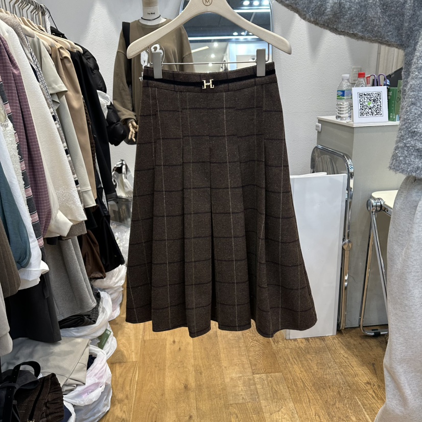 THE MOST-Q韓國直郵㊣女士新品休閑熱賣職業長裙羊毛腰帶THE MOST長裙圖色2