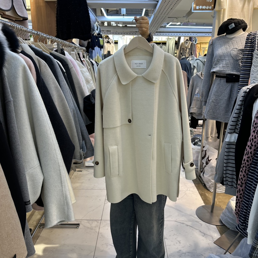 DREAM GIRIS韓國代購㊣女裝新品25秋冬真品職業短款大衣羊毛DREAM GIRIS/HOT PLACE_ISSUE短款大衣圖色2白色