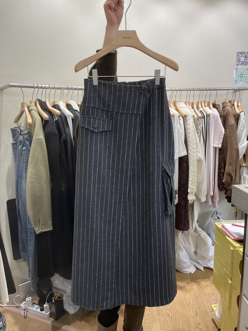 AUVERFIT東大門㊣實拍女裝新品職業真品人氣時尚休閑長裙羊毛AUVERFIT長裙圖色2灰色