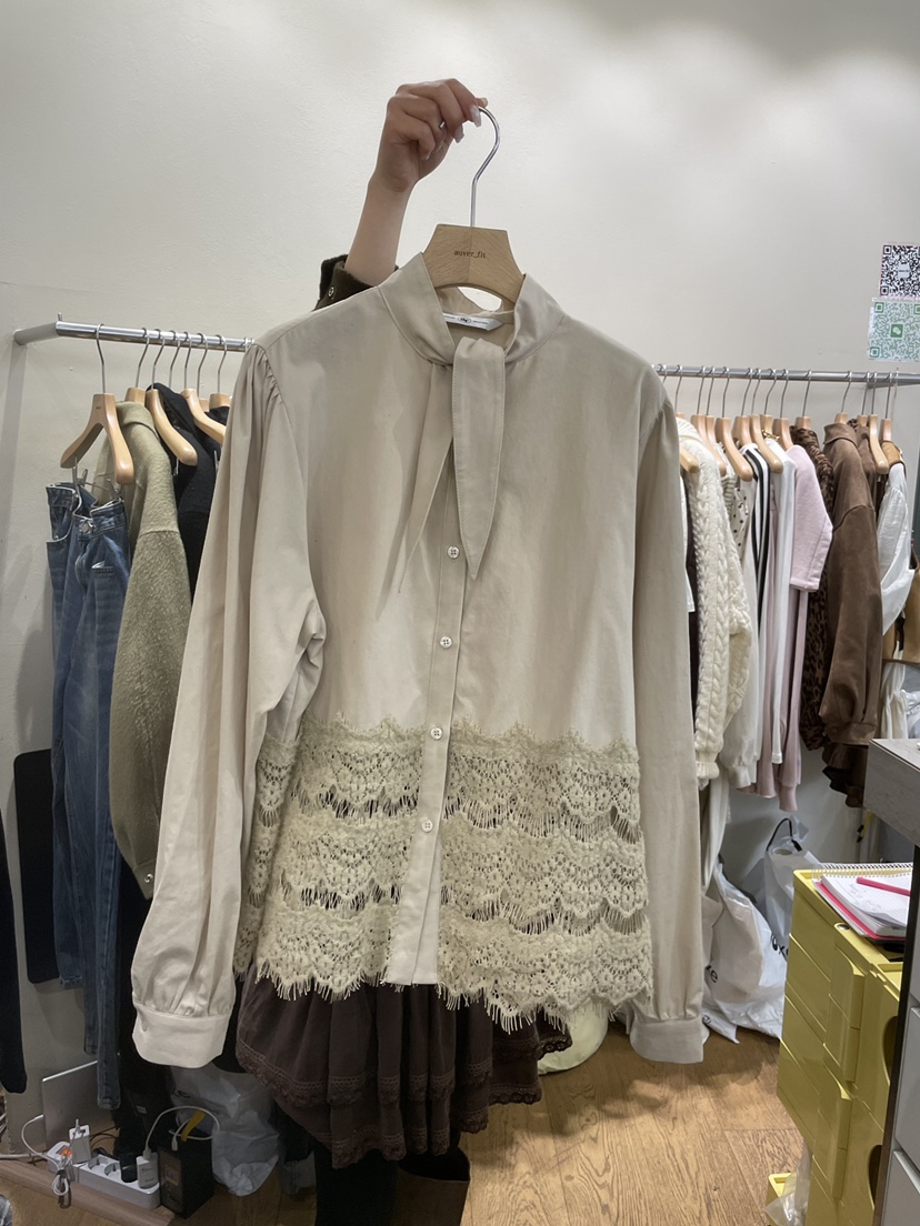 AUVERFIT韓國直郵㊣女裝新款25秋冬推薦職業真品襯衫蕾絲衫AUVERFIT襯衫/蕾絲衫圖色2