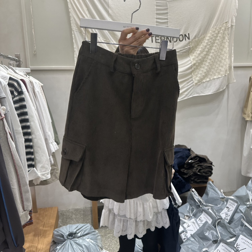 AFTERNOON韓國代購㊣女士新品職業推薦真品25秋冬休閑短褲口袋AFTERNOON短褲圖色3