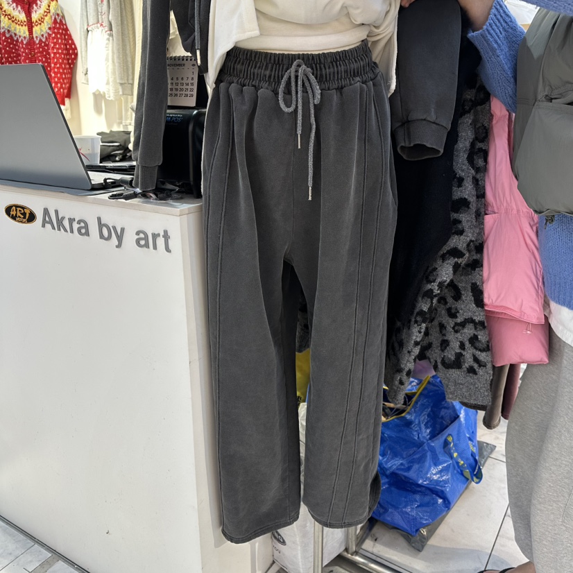 AKRA BY ART韓國代購㊣女裝新款推薦25秋冬真品休閑褲加絨AKRA BY ART休閑褲圖色2墨色