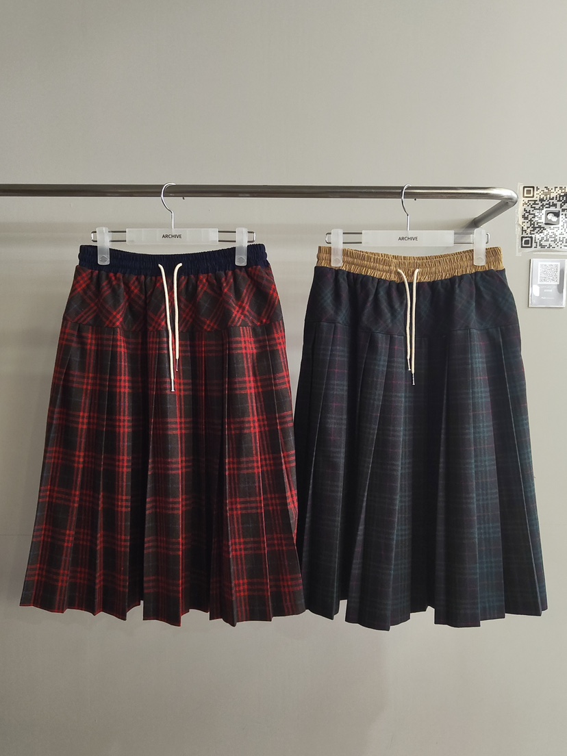 ARCHIVE-P東大門㊣直郵女士新品真品半身裙中短裙格子褶皺ARCHIVE-P半身裙/中短裙