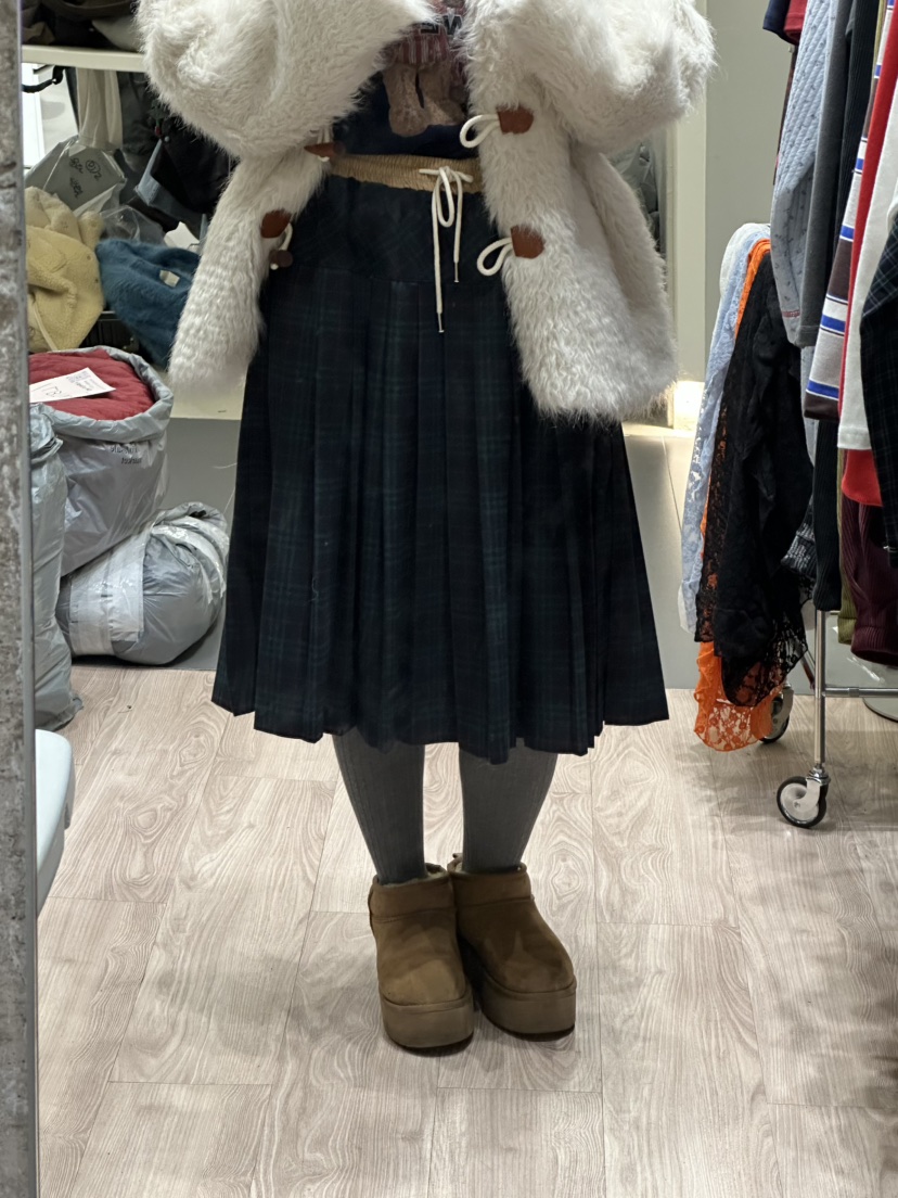 ARCHIVE-P東大門㊣直郵女士新品真品半身裙中短裙格子褶皺ARCHIVE-P半身裙/中短裙