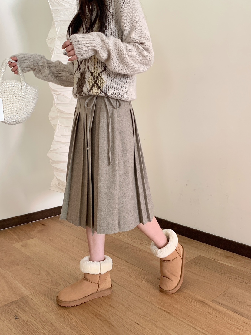 RE:OPENING韓國直郵㊣女裝新品人氣真品時尚半身裙中短裙褶皺RE:OPENING半身裙/中短裙