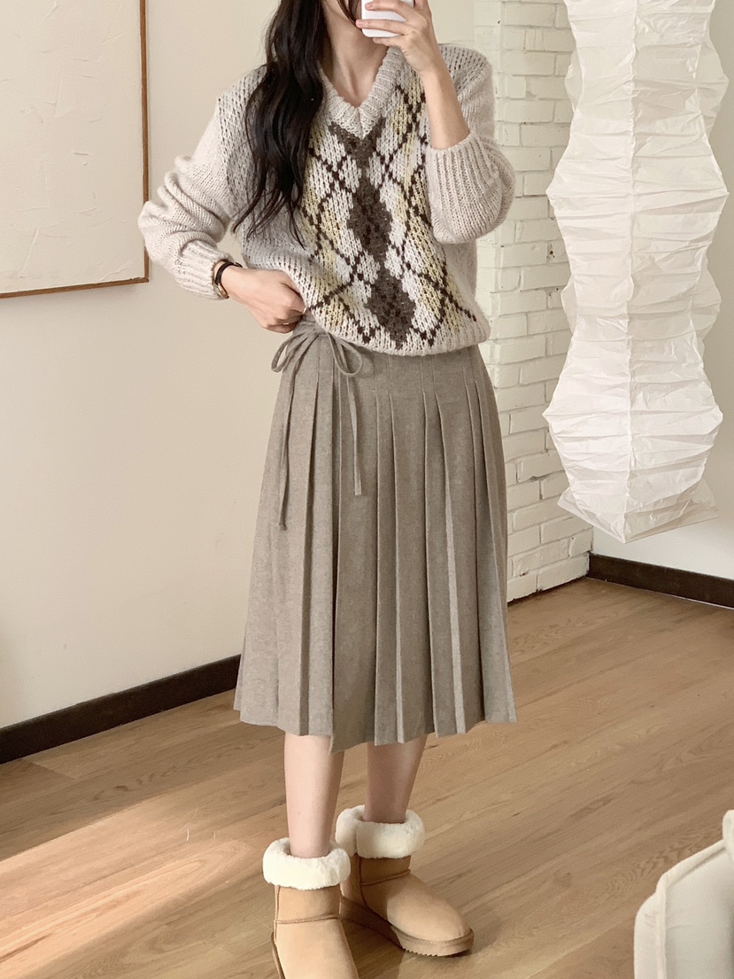 RE:OPENING韓國直郵㊣女裝新品人氣真品時尚半身裙中短裙褶皺RE:OPENING半身裙/中短裙