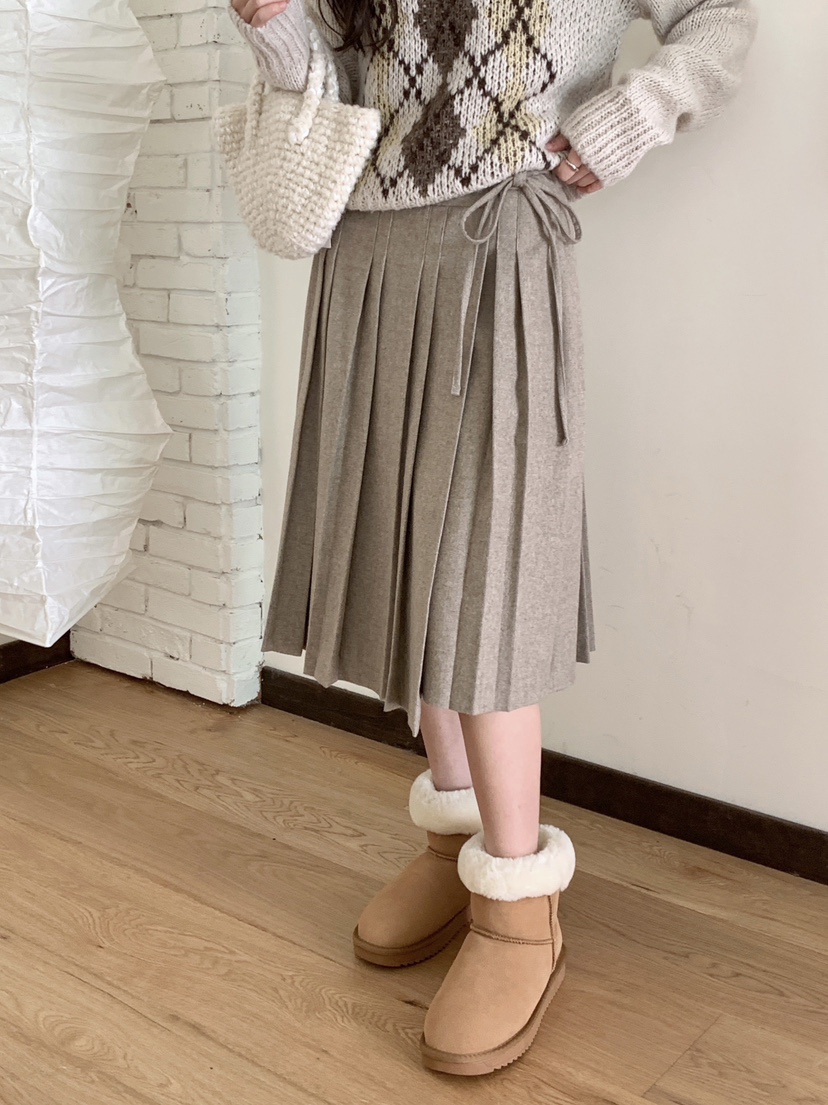 RE:OPENING韓國直郵㊣女裝新品人氣真品時尚半身裙中短裙褶皺RE:OPENING半身裙/中短裙