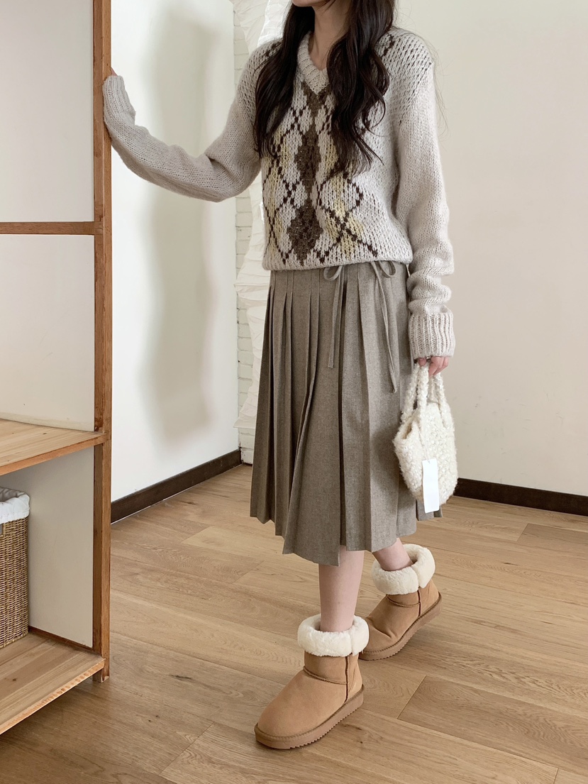 RE:OPENING韓國直郵㊣女裝新品人氣真品時尚半身裙中短裙褶皺RE:OPENING半身裙/中短裙