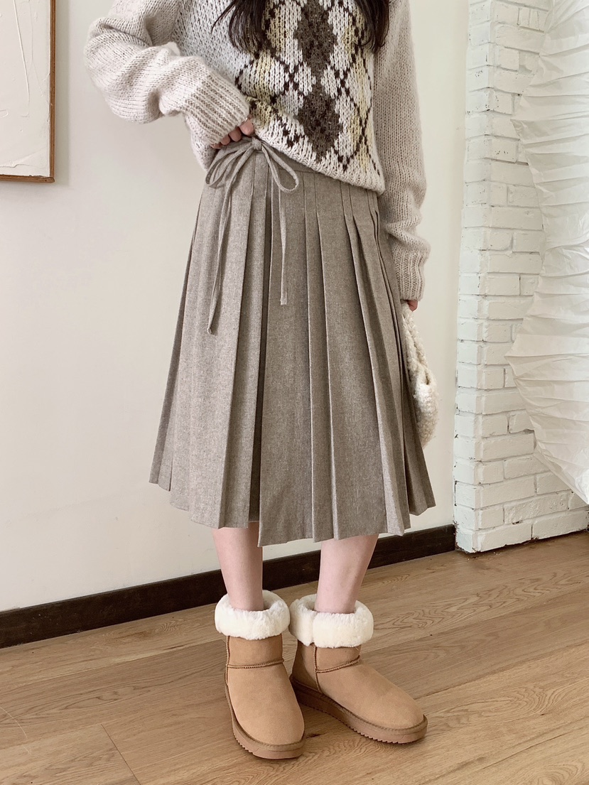 RE:OPENING韓國直郵㊣女裝新品人氣真品時尚半身裙中短裙褶皺RE:OPENING半身裙/中短裙