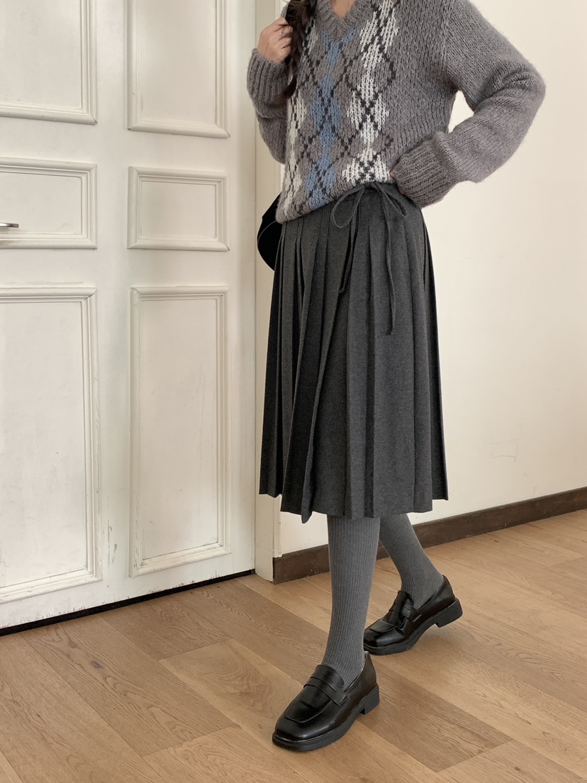 RE:OPENING韓國直郵㊣女裝新品人氣真品時尚半身裙中短裙褶皺RE:OPENING半身裙/中短裙