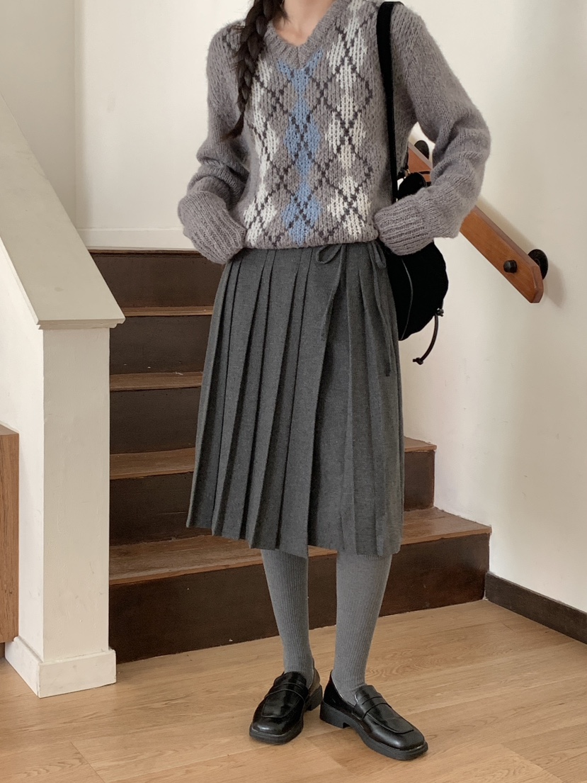 RE:OPENING韓國直郵㊣女裝新品人氣真品時尚半身裙中短裙褶皺RE:OPENING半身裙/中短裙