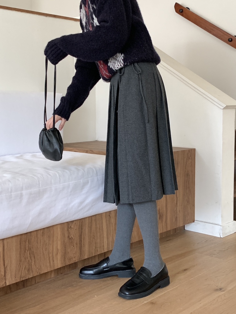 RE:OPENING韓國直郵㊣女裝新品人氣真品時尚半身裙中短裙褶皺RE:OPENING半身裙/中短裙