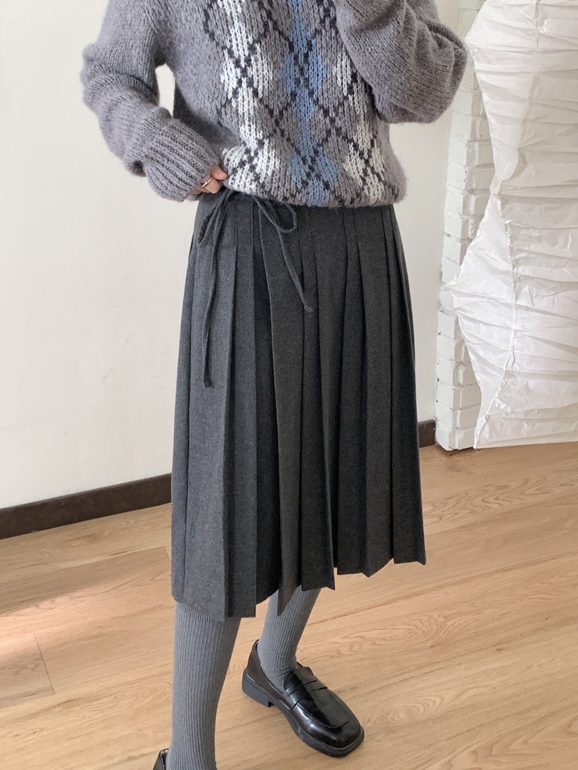 RE:OPENING韓國直郵㊣女裝新品人氣真品時尚半身裙中短裙褶皺RE:OPENING半身裙/中短裙