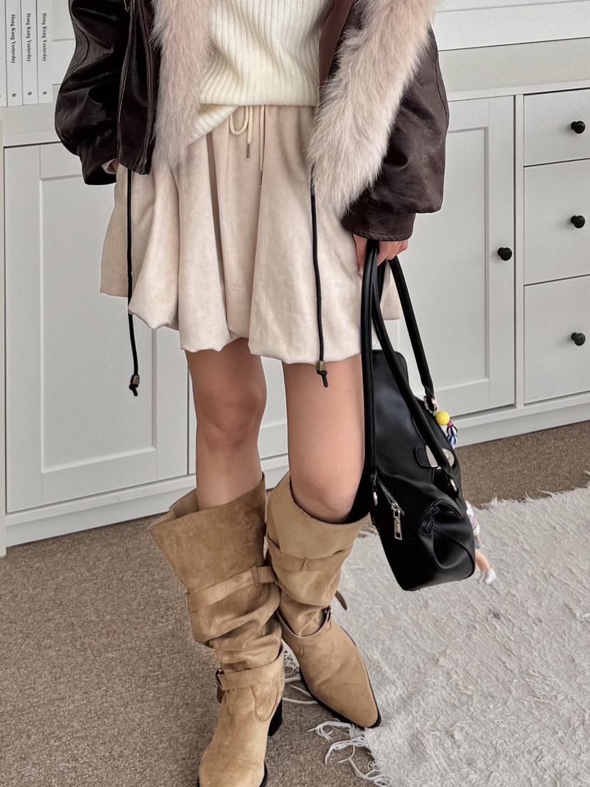 BUTTER-P韓國代購㊣女士新款推薦人氣熱賣25秋冬休閑裙褲麂皮BUTTER-P裙褲