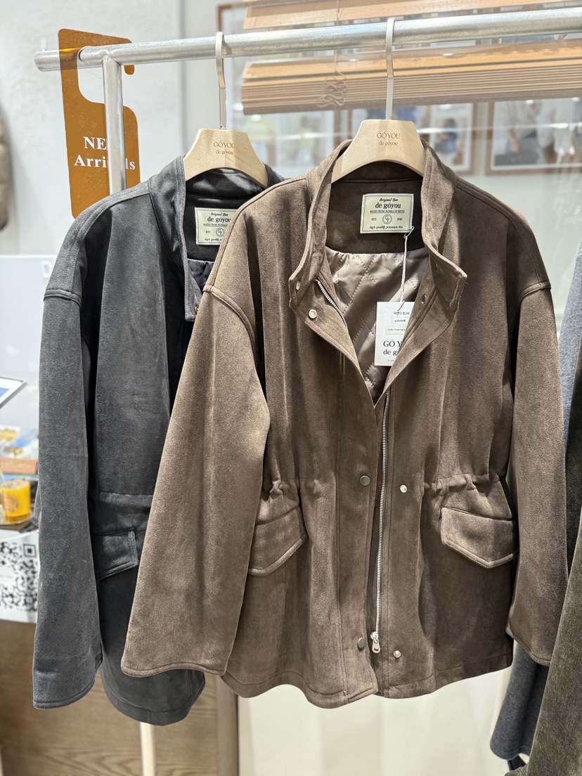 DE GO YOU東大門㊣直郵女裝新品休閑25秋冬職業夾克麂皮絎縫DE GO YOU夾克