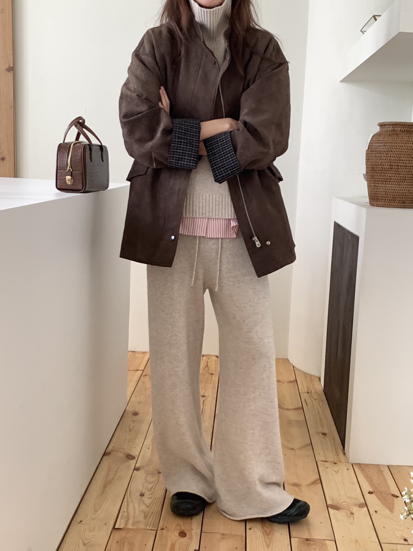 DE GO YOU東大門㊣直郵女裝新品休閑25秋冬職業夾克麂皮絎縫DE GO YOU夾克